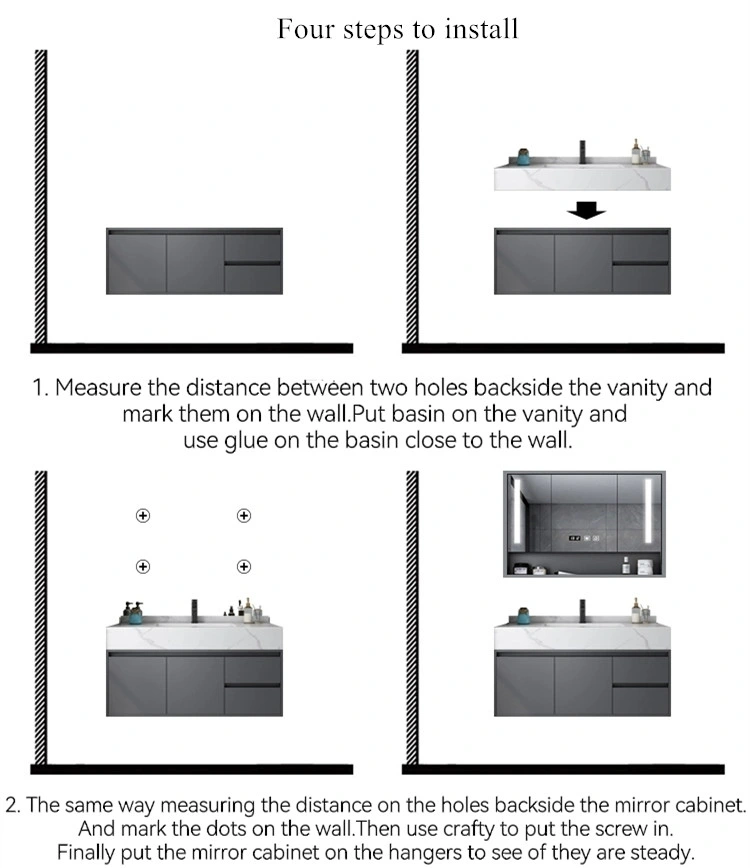 Hotel Modern MDF Lacquer Painting Bathroom Vanity with Side Cabinet